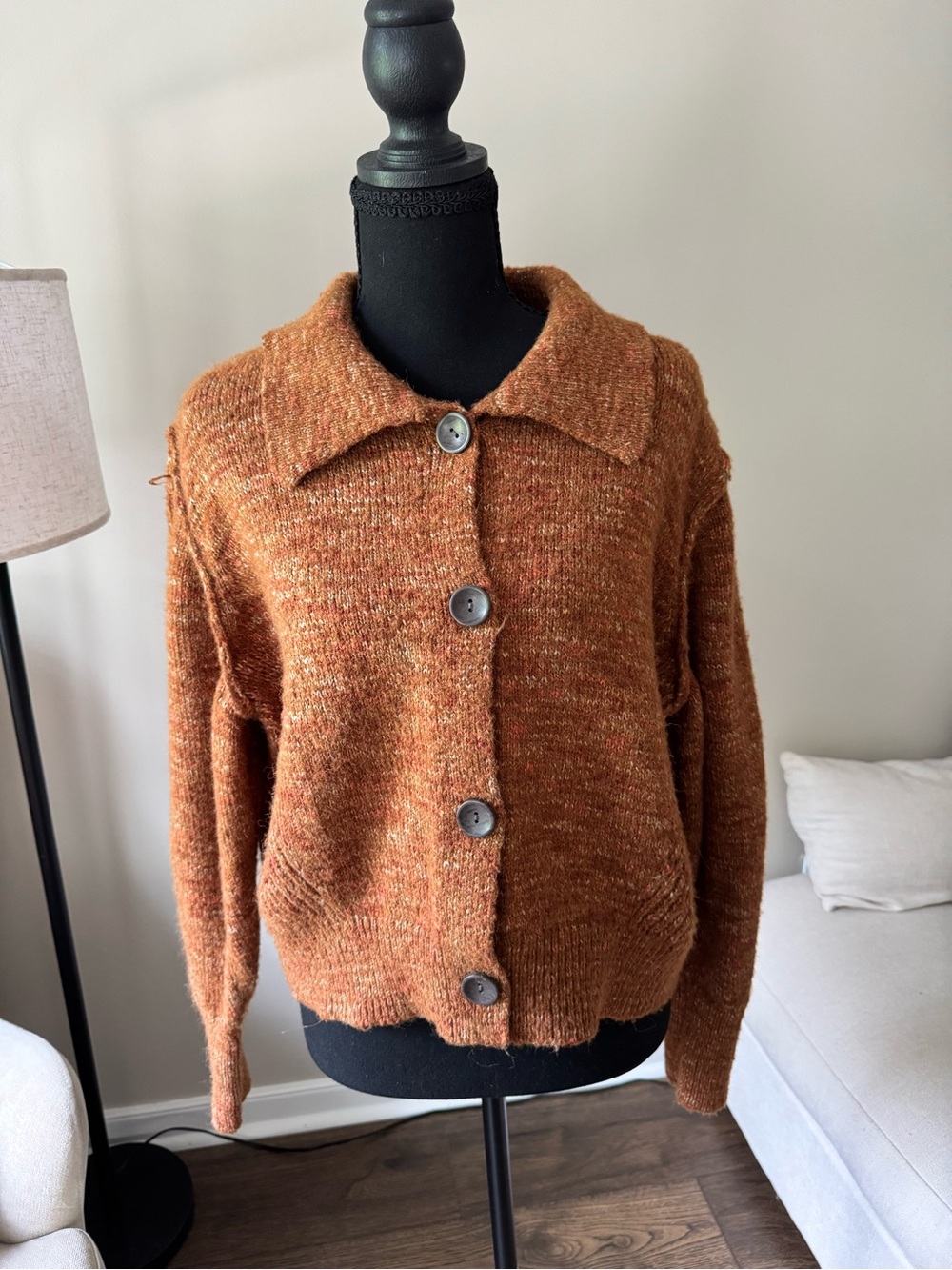 Universal Thread Burnt Orange Button-Front Cardigan